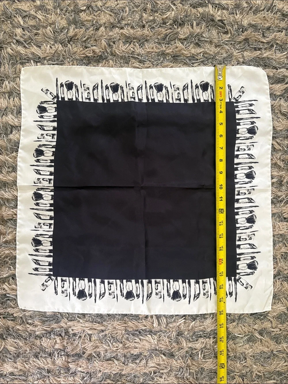 NWOT Black & White Makeup Print Silky Square Scarf 20x20